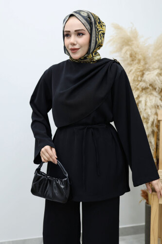 Omuzu Broş Detaylı Takım TSD260140 Siyah - 2