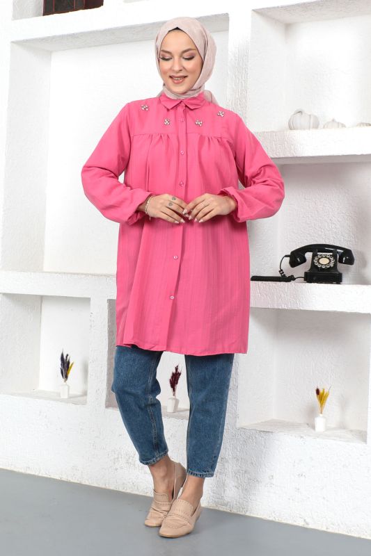 Omuzu Taşlı Tunik TSD230371 Pembe - 1