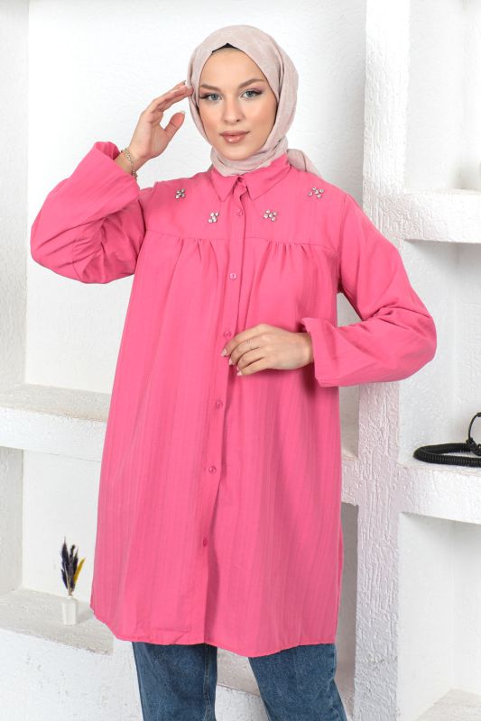 Omuzu Taşlı Tunik TSD230371 Pembe - 2