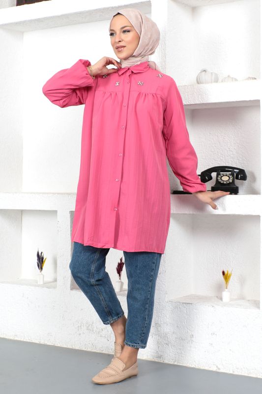 Omuzu Taşlı Tunik TSD230371 Pembe - 3