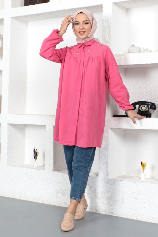 Omuzu Taşlı Tunik TSD230371 Pembe - 4