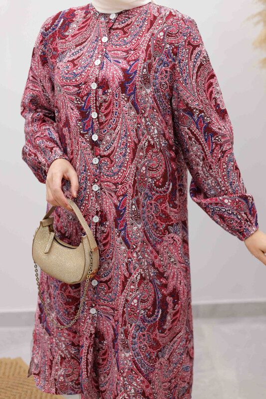 Önden Düğmeli İkili Takım TSD250266 Bordo - 4