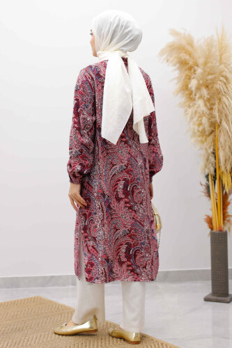 Önden Düğmeli İkili Takım TSD250266 Bordo - 6