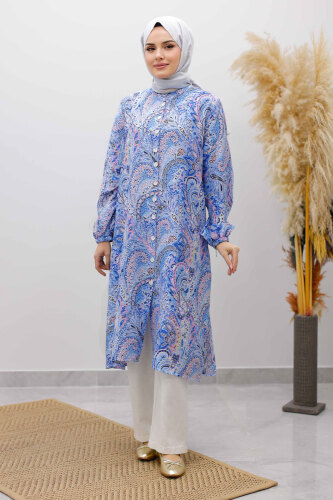 Önden Düğmeli İkili Takım TSD250266 Mavi - 3