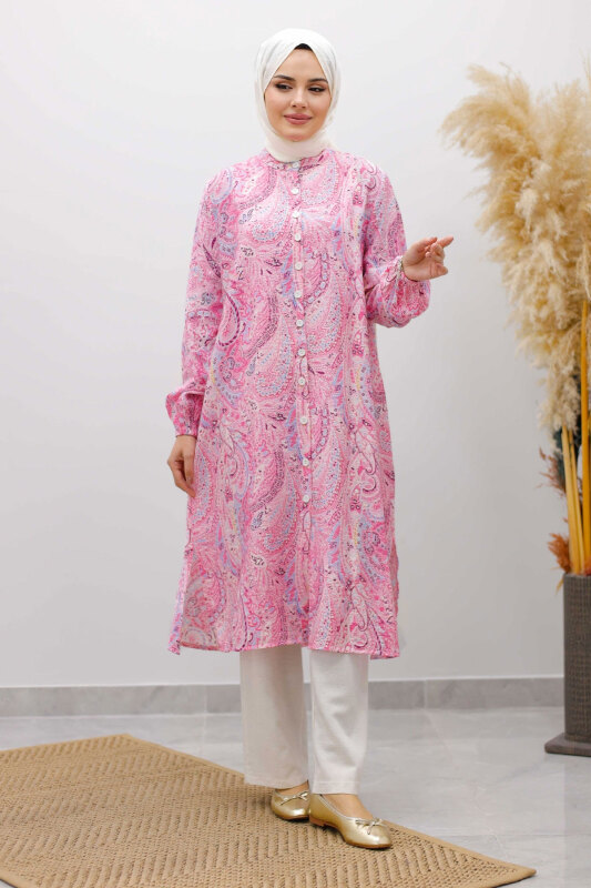 Önden Düğmeli İkili Takım TSD250266 Pembe - 3