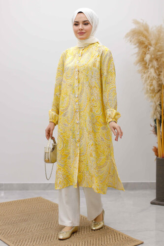 Önden Düğmeli İkili Takım TSD250266 Sarı 