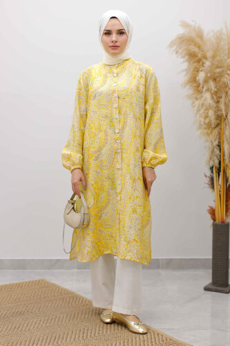 Önden Düğmeli İkili Takım TSD250266 Sarı - 4