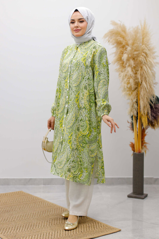 Önden Düğmeli İkili Takım TSD250266 Yeşil - 3