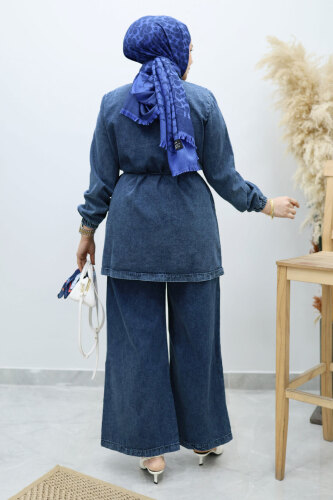 Önü Kapaklı İkili Kot Takım TSD260130 Mavi - 6