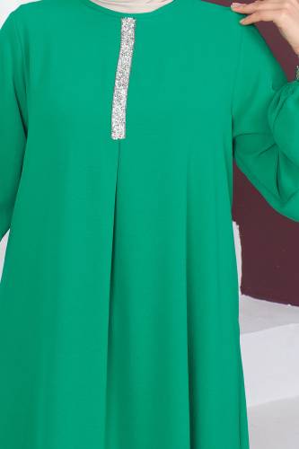 Önü Pul Detaylı Elbise TSD230421 Benetton Yeşili - 4