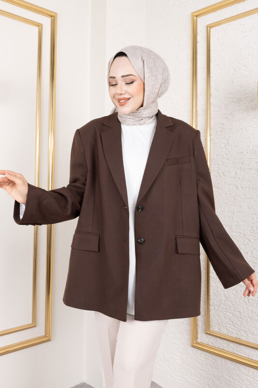 Oversize Blazer Ceket TSD250163 Acı Kahve - 2