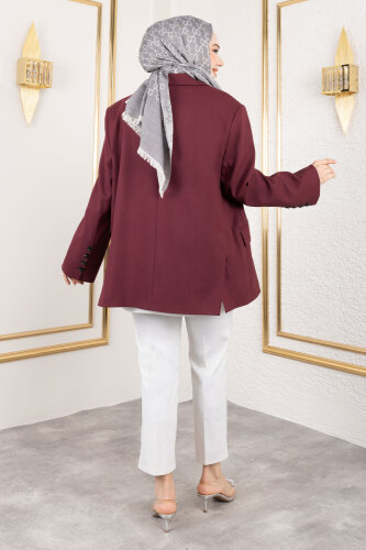 Oversize Blazer Ceket TSD250163 Bordo - 5