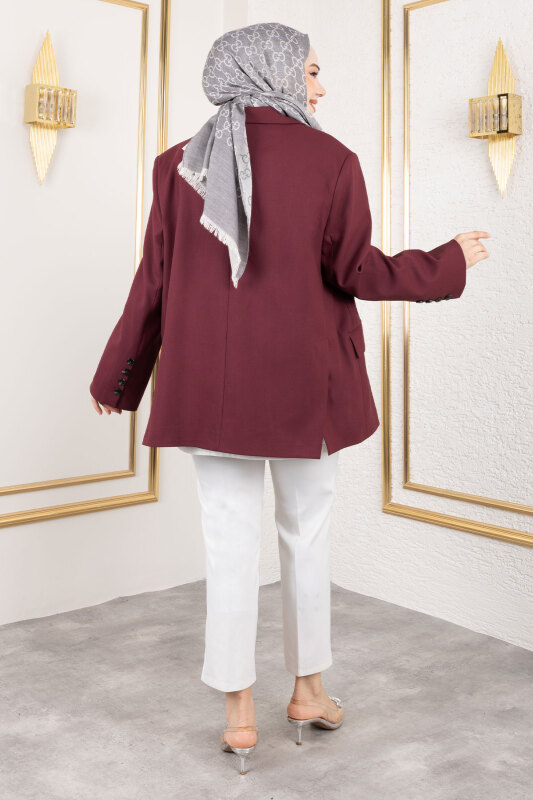 Oversize Blazer Ceket TSD250163 Bordo - 5