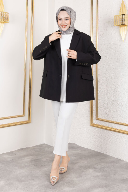 Oversize Blazer Ceket TSD250163 Siyah - 3