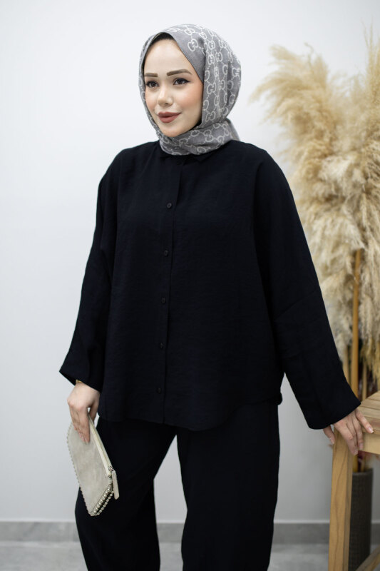 Oversize İkili Takım TSD260190 Siyah - Tesettür Dünyası (1)