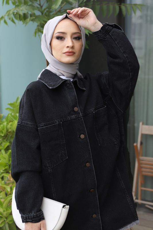 Oversize Kot Ceket TSD220508 Siyah - 2