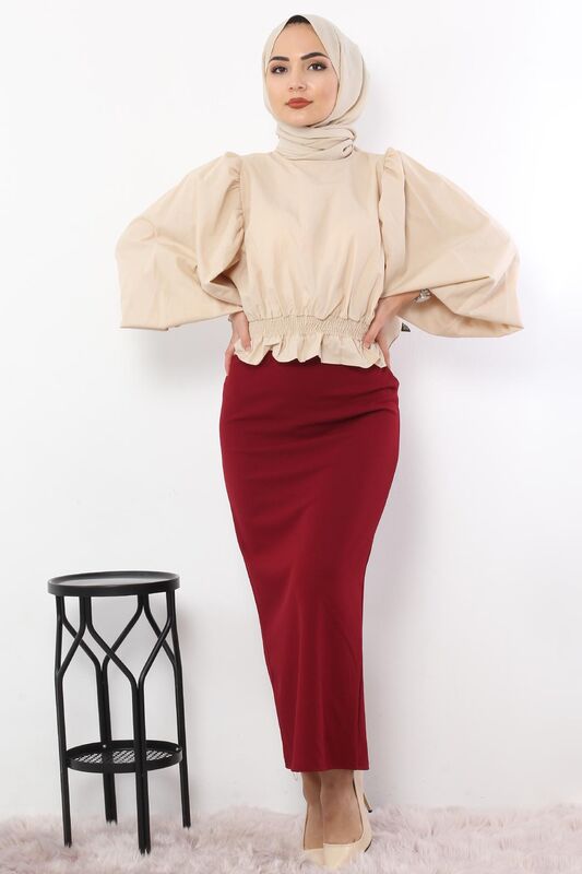 Pencil Skirt TSD0291 Claret Red - 1