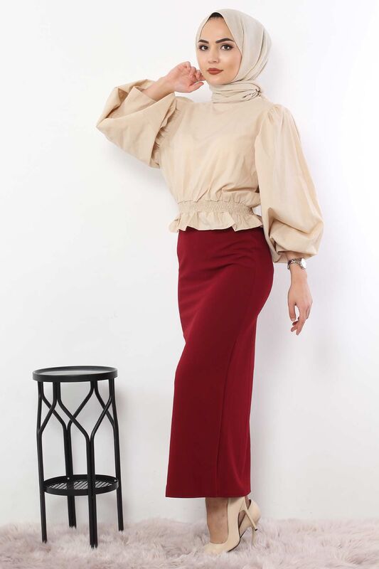 Pencil Skirt TSD0291 Claret Red - 4