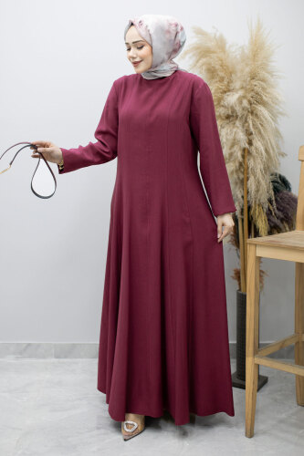 Pensli Hakim Yaka Kemerli Elbise TSD260184 Fuşya - 3