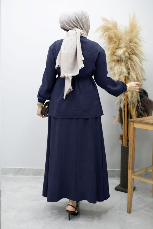 Piliseli Bağlamalı Etekli Takım TSD260173 Lacivert - 6