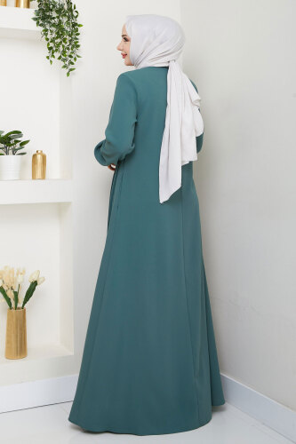 Piliseli Tesettür Ferace TSD250169 Mint Yeşili - 5