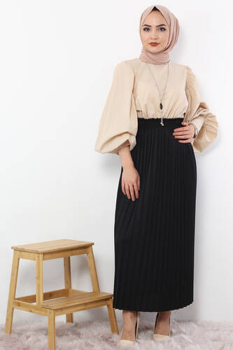 Pleated Pencil Skirt 1757 Black - 1