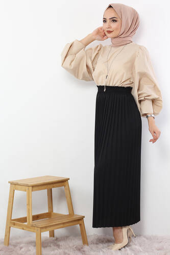Pleated Pencil Skirt 1757 Black - 4