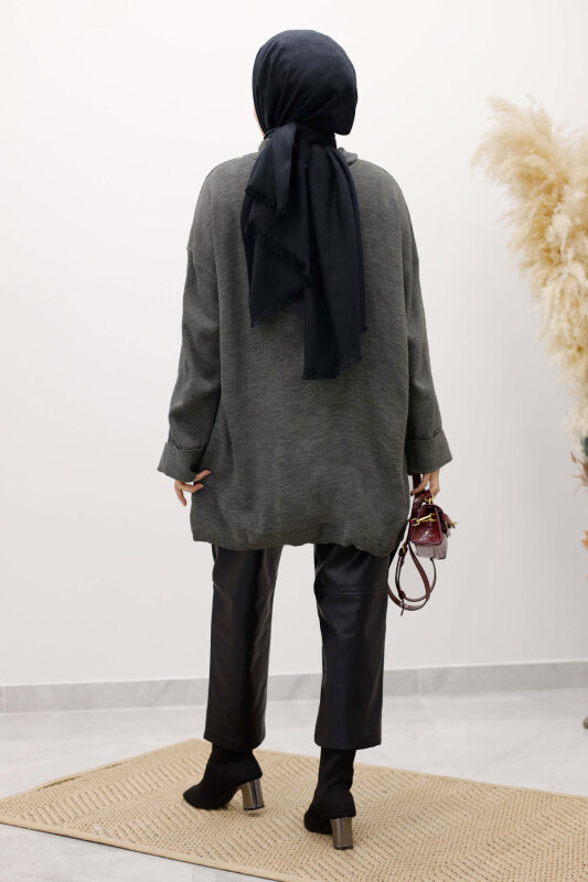 Polo Yaka Triko Tunik TSD260116 Antrasit - 6