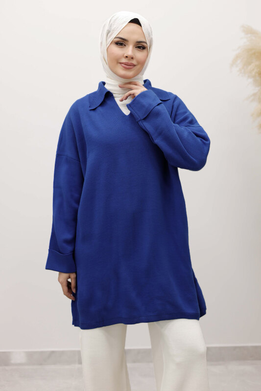 Polo Yaka Triko Tunik TSD260116 İndigo - 2