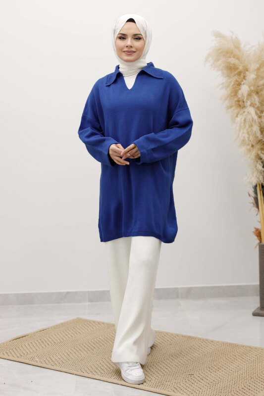 Polo Yaka Triko Tunik TSD260116 İndigo - 3