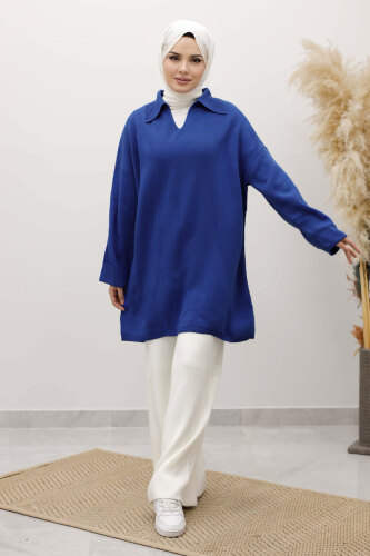 Polo Yaka Triko Tunik TSD260116 İndigo - 5