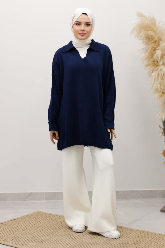 Polo Yaka Triko Tunik TSD260116 Lacivert - 1