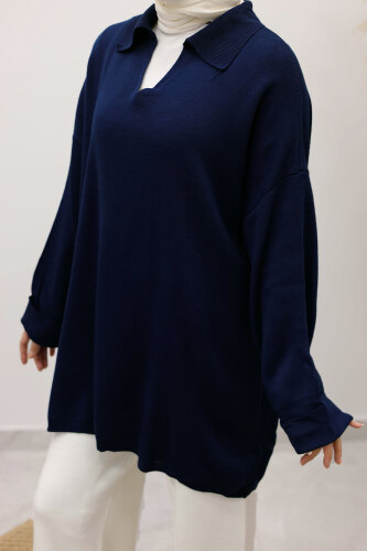 Polo Yaka Triko Tunik TSD260116 Lacivert - 4