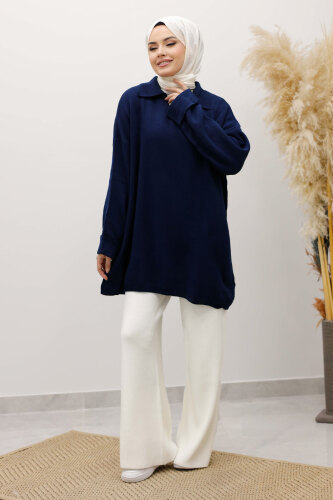 Polo Yaka Triko Tunik TSD260116 Lacivert - 5