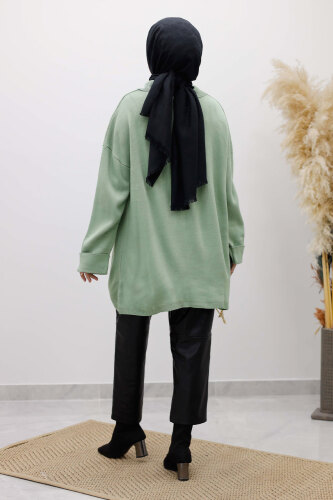 Polo Yaka Triko Tunik TSD260116 Mint Yeşili - 6