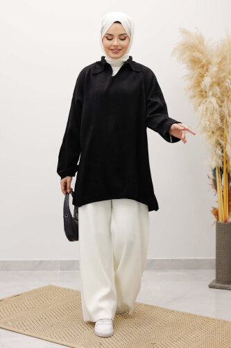 Polo Yaka Triko Tunik TSD260116 Siyah - 3