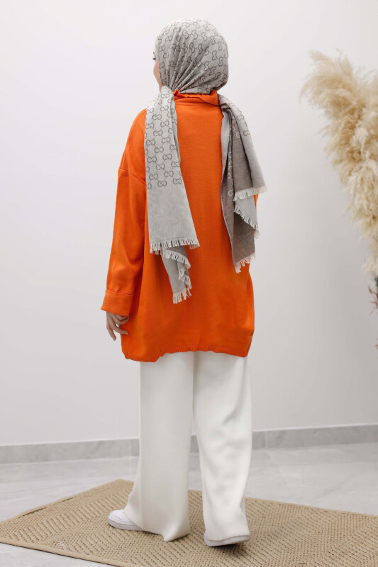 Polo Yaka Triko Tunik TSD260116 Turuncu - 6