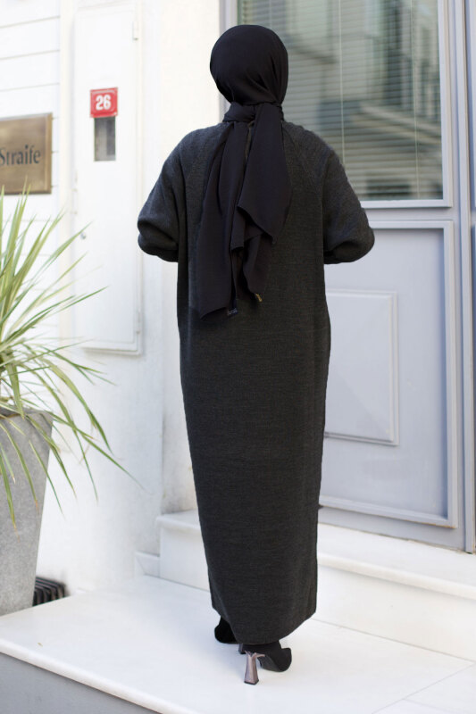 Reglan Kol Triko Elbise TSD240725 Antrasit - 5