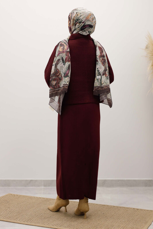 Süs Cepli Triko Hırka TSD250243 Mürdüm - 6