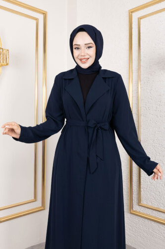 Tam Boy Beli Kuşaklı Kap TSD250201 Lacivert - 2