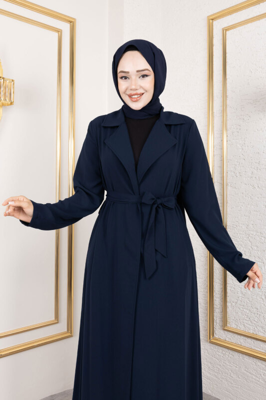 Tam Boy Beli Kuşaklı Kap TSD250201 Lacivert - 2
