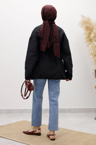 Taşlı Kapitone Ceket TSD260121 Siyah - 6