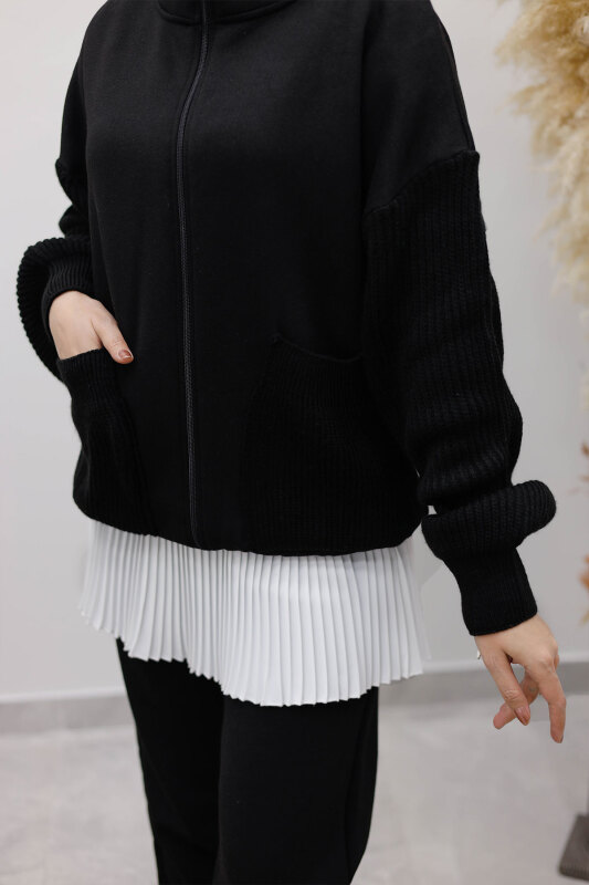 Triko Detaylı Eşofman Takım TSD250262 Siyah - 5