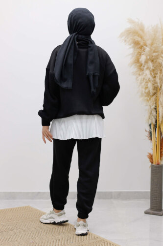 Triko Detaylı Eşofman Takım TSD250262 Siyah - 6