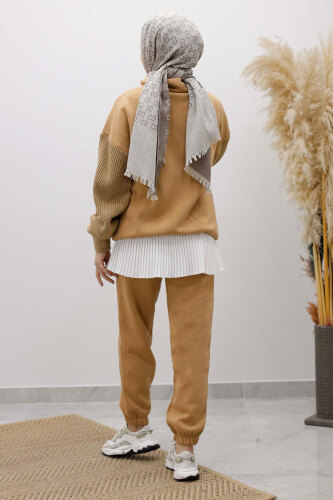 Triko Detaylı Eşofman Takım TSD250262 Taba - 6