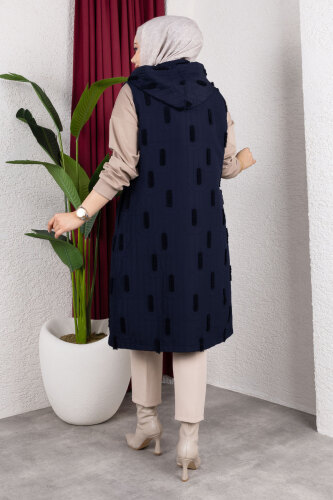 Tüy Detaylı Kapitone Yelek TSD250216 Lacivert - 6