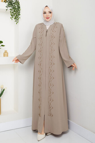 V Yaka Abaya TSD250123 Bej - 1