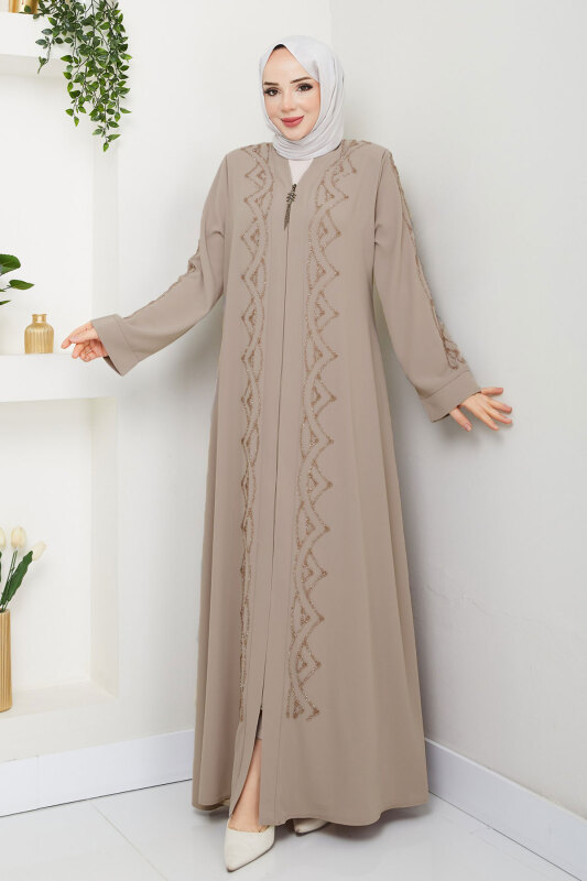 V Yaka Abaya TSD250123 Bej - 3