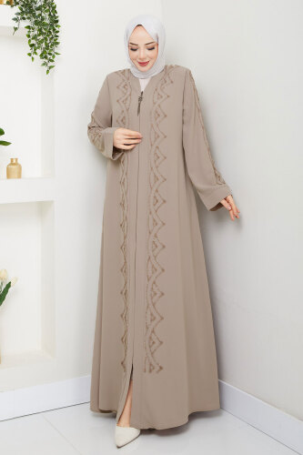 V Yaka Abaya TSD250123 Bej - 4