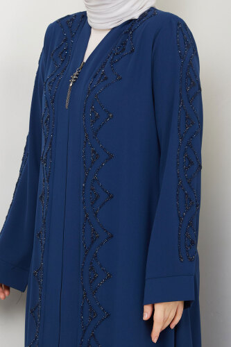 V Yaka Abaya TSD250123 İndigo - 5